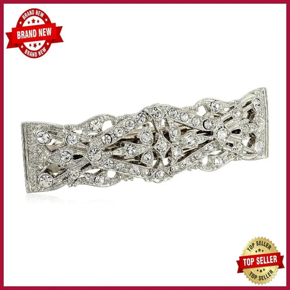 3.5 Inch Crystal Barrette Hair Clip for Weddings & Formal Events